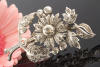 Antike Brosche Nadel Blume Flower mit Diamant Rosen in 585er Weißgold 