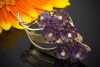 Brosche Nadel Goldschmiedearbeit mit beweglichen Amethyst Blumen in 585er Gold 