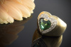 Turmalin Herz Ring mit Top Brillanten in 750er Gelbgoldschmiedearbeit 