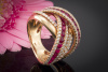 Rubin Ring Fashion Highlight mit feurigen Brillanten in 750er Rotgold  