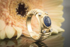 Traumhafter Saphir Cabochon Ring Prächtig modern mit Brillanten in 750er Gold 