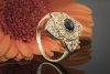 Marokanisches Ring Design mit Saphir Cabochon und Brillanten Gold 750 