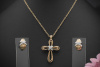 Leo Wittwer Crosses Collier und Ohrringe Set mit Brillanten in 750er Rotgold 