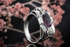 Aparter Amethyst Ring Oval geschliffen mit Diamanten in 585er Weißgold 