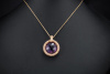 Großartiger Amethyst Leo Wittwer Rotgold Anhänger mit braunen Diamanten 