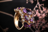 Royaler Amethyst Cocktail Ring mit Diamanten Massiv in 585er Gelbgold 