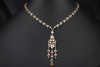 Art Deco Collier Florales Design Farbedelsteine Diamanten Weißgold 585 