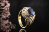 Hans Dieter Krieger Ring mit Traum Saphir und Diamanten in Gelbgold 750 