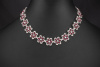 Blumen Collier Kette Rubine und Diamanten detailverliebt in Weißgold 750 
