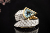 Aquamarin Ring mit Top Diamanten Schlangenform in Gelbgold Weißgold 750 