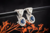 Ohrringe Saphir Oval Diamant Trilliant Schliff Ohrstecker 750er Weißgold 
