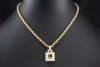 Chopard Collier Happy Diamonds eckig mit Diamanten Saphir 750er Gelbgold 