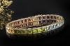 Farbenfrohes Sommer Armband Farbedelsteine eckig Farbverlauf in Gelbgold 