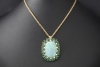 Großer ovaler Anhänger mit Opal Smaragd und Diamanten in 750er Gelbgold 