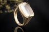 BVLGARI Ring Facettierter Rosenquarz Massive Arbeit in 750er Gelbgold 