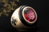 Massiver Georg Hornemann Siegelring Rhodolith u. Onyx Kreuz Gelbgold 750 