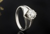 Solitär Vintage Ring 1 Altschliff Diamant 2 Ct Handarbeit 750er Weißgold 