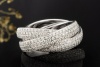 Designer Dreier Ring 3,50 Carat Diamanten rundum in 750er Weißgold Gr 52 