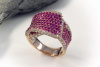 Verspielter Designer Ring mit pinken SAPHIREN & Brillanten 750 Rotgold 