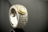 Designer Ring 750er Gold Bicolor Gelbgold Weißgold mit feurigen Brillanten 