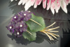 Alte Brosche / Nadel BLUME mit Amethyst & Diamanten beweglich 585er Gelbgold  