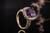 Farbintensiver Amethyst CocktailRing Ring mit Diamanten in 750er Rotgold 