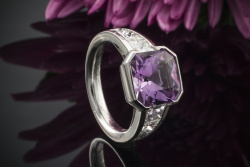 HANS DIETER KRIEGER 950er PLATIN Ring mit AMETHYST & DIAMANTEN 5,59 CT