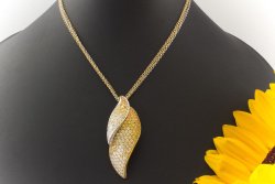 Exklusives Dal Lago Collier mit 3 Carat Brillanten & 9 Carat Saphir in 750er Gold Bicolor