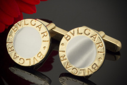 Bulgari BVLGARI Manschettenknöpfe Rund in 750er Gelbgold & Stahl Bicolor