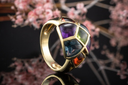 Ring mit Farbedelsteinen Topas Amethyst Peridot Citrin in 585er Gelbgold