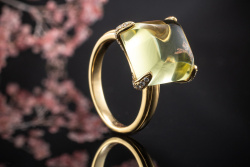Designer Ring mit leuchtenden Lemon Citrin & Brillanten in Gold LP 3.250