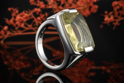 BVLGARI Bulgari Ring mit Lemon Citrin in 750er Weißgold Neuwertig Gr 53