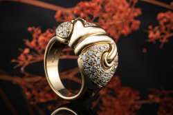 BVLGARI Bulgari Ring Verspielt mit feurigen Brillanten in 750er Gelbgold