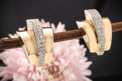 Imposante große Ohrstecker mit Clip Gelbgold 585 Ohrringe mit Brillanten