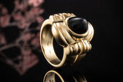 Vintage Piaget Ring mit Onyx Schwarz Breites Modell in 750er Gelbgold