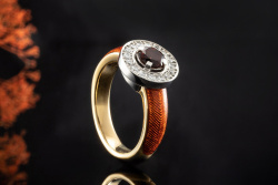 Victor Mayer Ring mit Madeira Citrin und Emaille Orange in Gelbgold 750