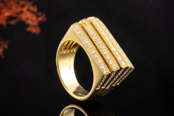 Ring Kantige Goldschmiedearbeit Top Diamanten Brillanten in Gelbgold 750