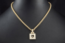 Chopard Collier Happy Diamonds eckig mit Diamanten Saphir 750er Gelbgold