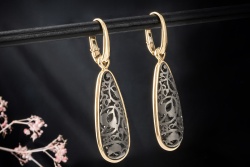 Pomellato Ohrringe Arabesque Titanio Grau Lange Tropfen in Roségold 750