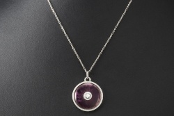 Victor Mayer Collier Kette Emaille Lila Diamanten Weißgold 750 Limitiert