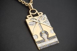 Jazychic Waage Sternzeichen Anhänger Aquamarin Saphir Diamanten Gelbgold