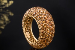 Ring Cocktailring Madeira Citrin goldiges Orange rundum in Gelbgold 750
