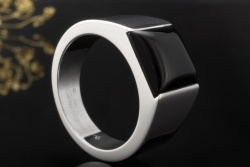 Cartier Tank Ring mit Onyx Großes Modell Massiv Gr. 64 in 750er Weißgold