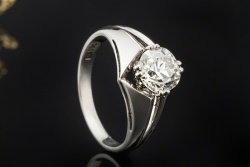 Solitär Vintage Ring 1 Altschliff Diamant 2 Ct Handarbeit 750er Weißgold
