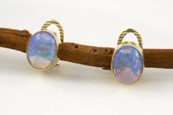 Wunderschön schimmernde Ohrclips Ohrringe mit OPAL 585 Gold 