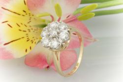 Hübscher Art Déco Ring mit Brillanten in 585er Gelbgold 