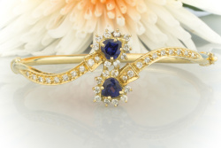 HERZSCHLIFF SAPHIR Armreif mit Diamanten 750 Gelbgold