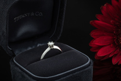 Tiffany & Co Solitär Ring Setting mit Diamant Brillant 0,25 Ct in Platin