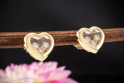 Chopard Happy Diamonds Herz Ohrringe Ohrstecker mit Brillanten Gold 750