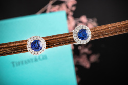 Tiffany & Co. Soleste Ohrringe Ohrstecker Saphir und Diamanten in Platin